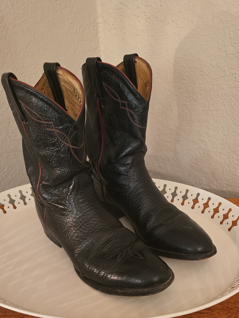 Tony Lama Western Leather Heeled Boots Black US 10 B